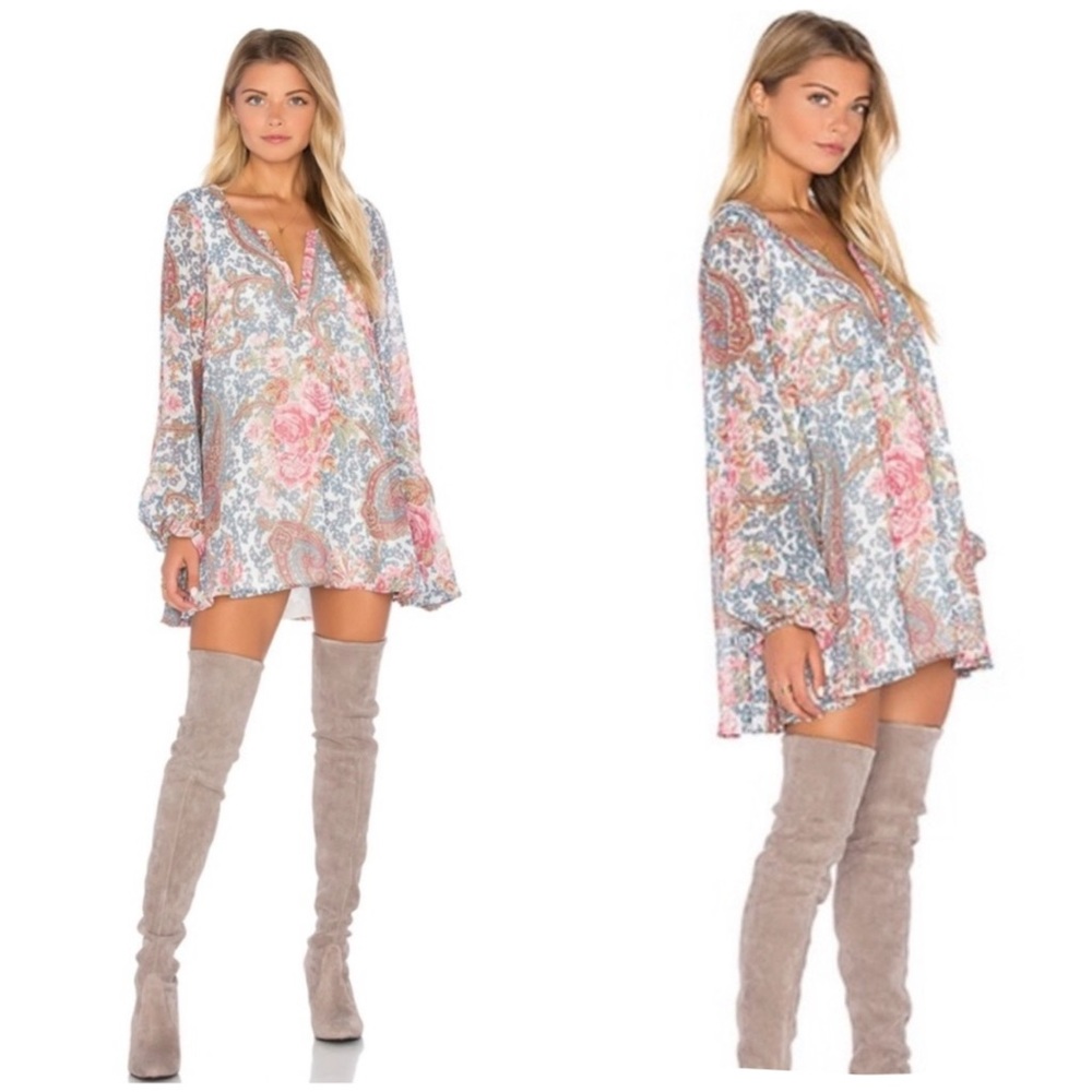 Show Me Your MuMu Jamie Tunic floral paisley print polyester sheer chiffon Med